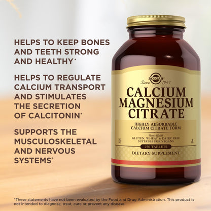 Solgar Calcium Magnesium Citrate – 250 Tablets (Pack of 3) | 150 Total Servings | Supports Healthy Bones & Teeth, Musculoskeletal & Nervous System | Non-GMO & Vegan