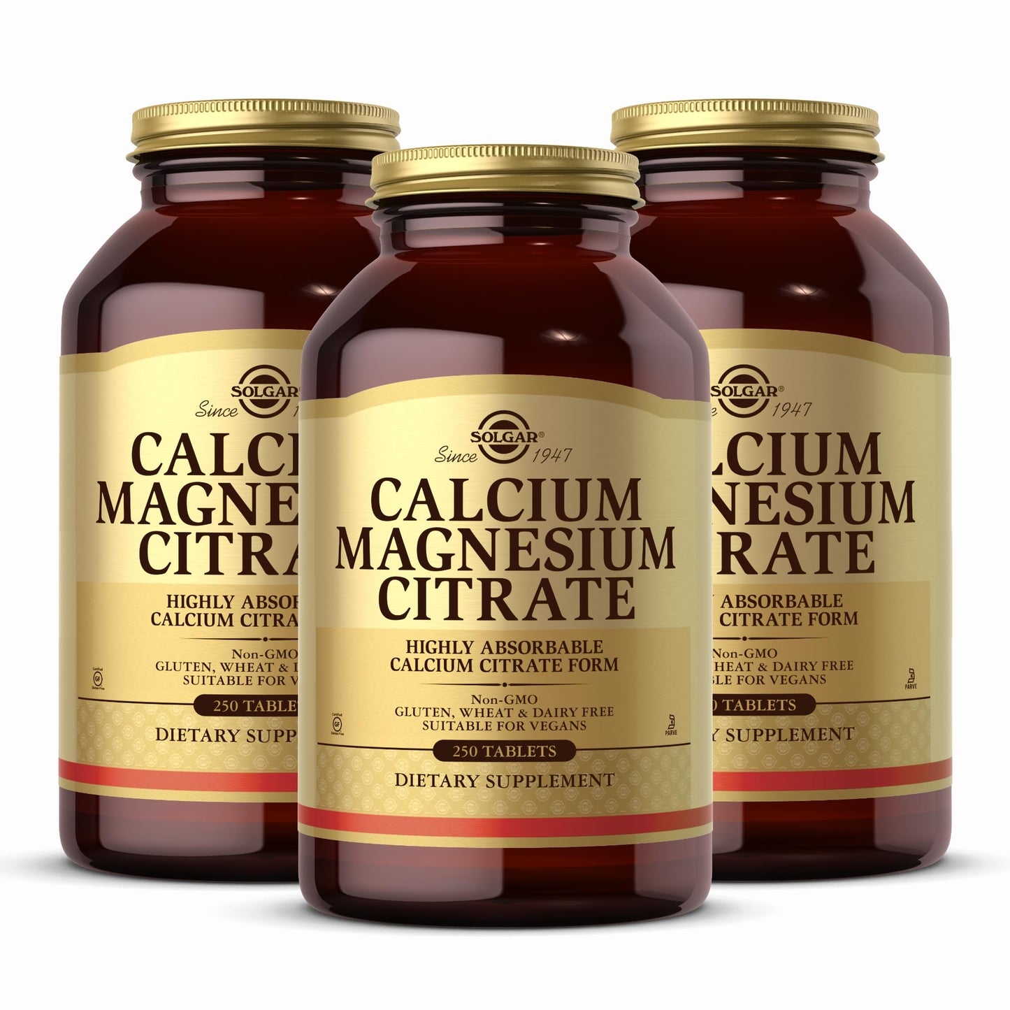 Solgar Calcium Magnesium Citrate – 250 Tablets (Pack of 3) | 150 Total Servings | Supports Healthy Bones & Teeth, Musculoskeletal & Nervous System | Non-GMO & Vegan