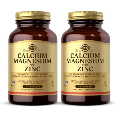 Solgar Calcium Magnesium Plus Zinc – 100 Tablets (Pack of 2) | Healthy Bones & Nerves