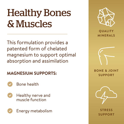 Solgar Chelated Magnesium 250 Tablets – Supports Nerve & Muscle Function