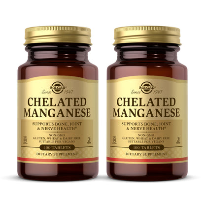 Solgar Chelated Manganese - 200 Servings | Bone, Joint & Nerve Health | Vegan, Non-GMO
