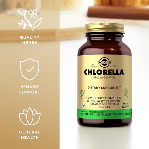 Solgar Chlorella - 100 Vegetable Capsules - Maximum Absorption - Non-GMO, Vegan, Gluten Free, Kosher - 100 Servings