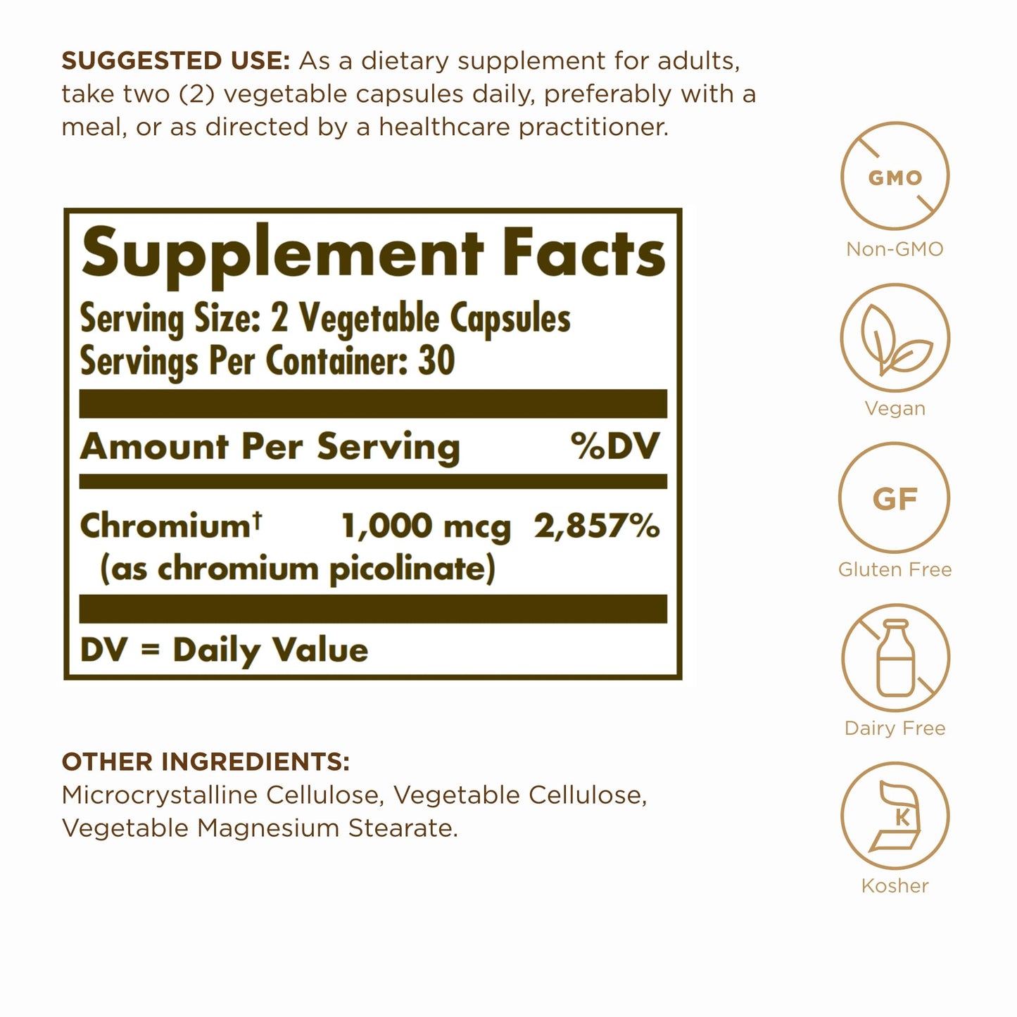 Solgar Chromium Picolinate 500 mcg - 60 Vegetable Capsules (3-Pack) - Metabolism Support