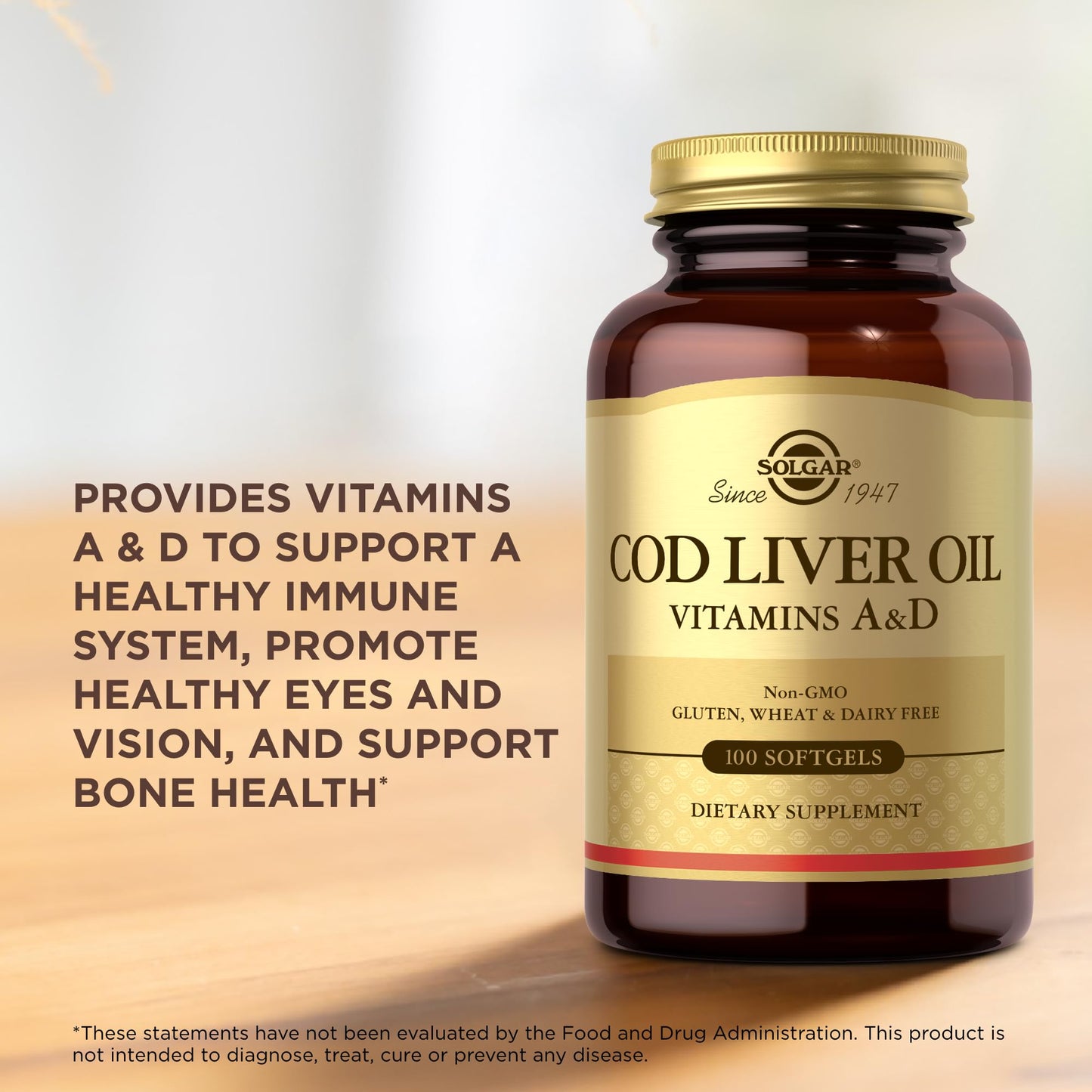 Solgar Cod Liver Oil - 100 Softgels (2-Pack) | Vitamins A & D | Non-GMO Gluten Free
