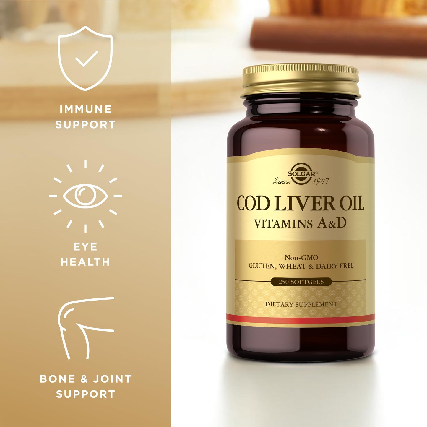 Solgar Cod Liver Oil - 250 Softgels (Pack of 2) | Vitamins A & D | Non-GMO, Gluten Free
