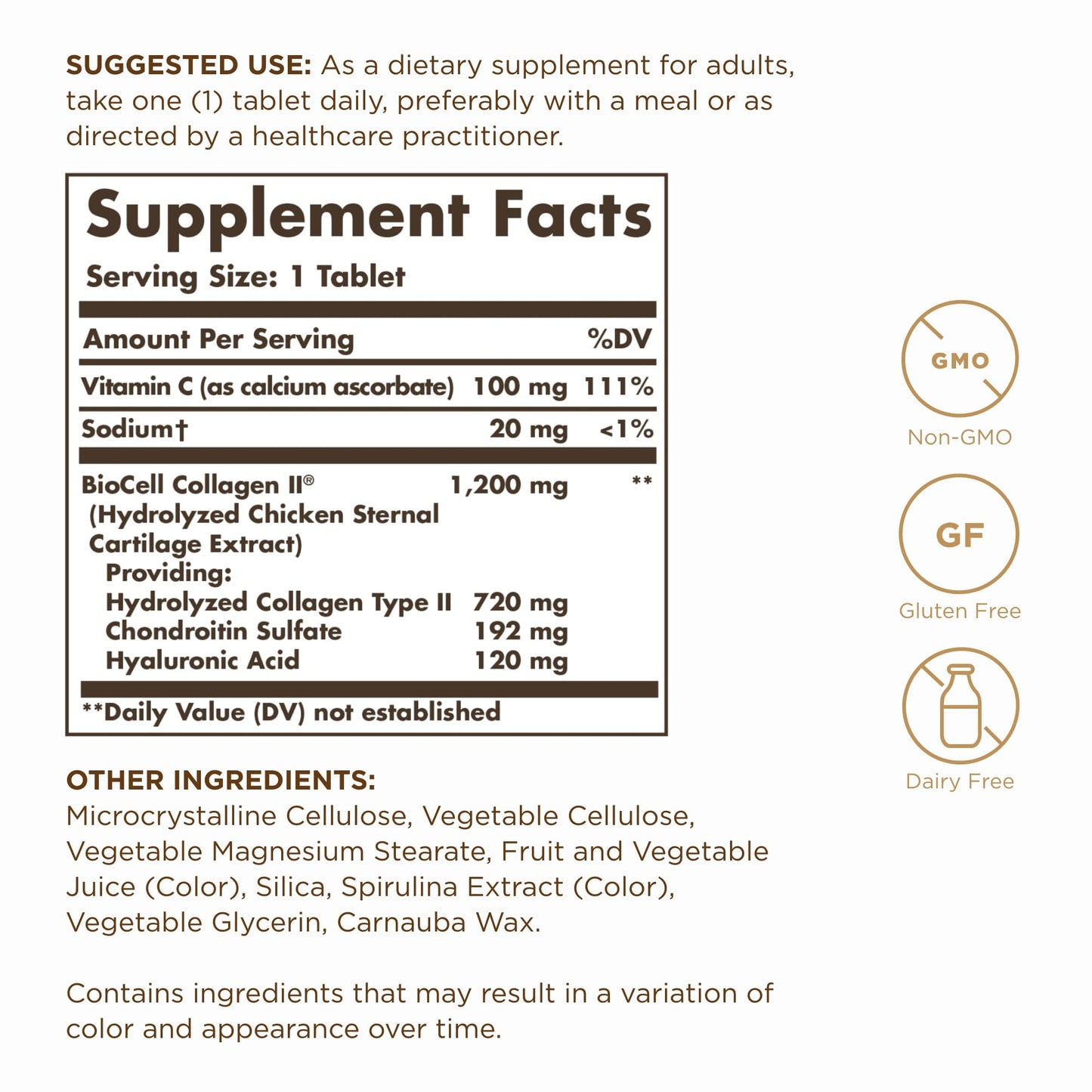 Solgar Collagen Hyaluronic Acid Complex - 30 Tablets | Non-GMO, Gluten & Dairy Free