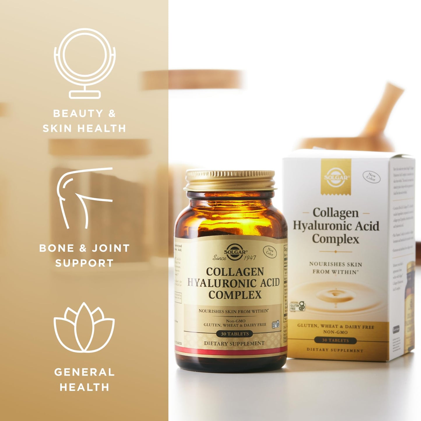 Solgar Collagen Hyaluronic Acid Complex - 30 Tablets | Non-GMO, Gluten & Dairy Free