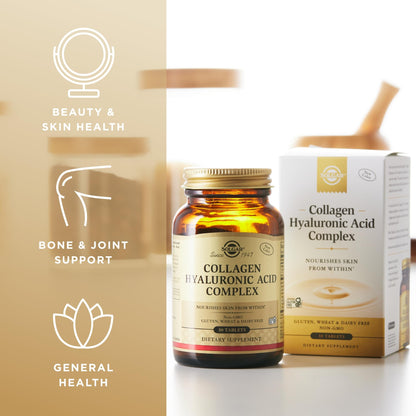 Solgar Collagen Hyaluronic Acid Complex - 30 Tablets | Non-GMO, Gluten & Dairy Free