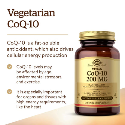 Solgar Vegetarian CoQ-10 200 mg – 60 Vegetable Capsules | Heart Health & Antioxidant