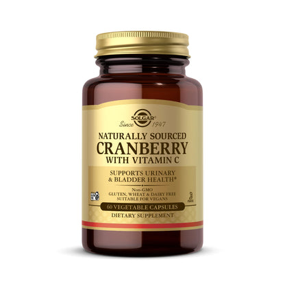 Solgar Cranberry with Vitamin C - 60 Vegetable Capsules | Supports Urinary & Bladder Health - Non-GMO, Vegan, Kosher, Gluten Free