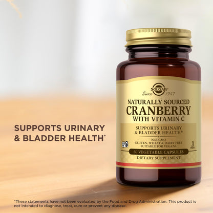 Solgar Cranberry with Vitamin C - 60 Vegetable Capsules | Supports Urinary & Bladder Health - Non-GMO, Vegan, Kosher, Gluten Free