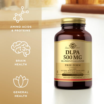 Solgar DLPA 500 mg - 100 Vegetable Capsules | Free Form DL-Phenylalanine