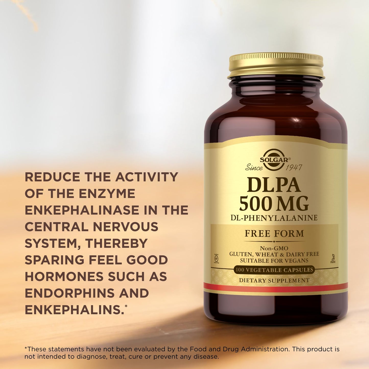 Solgar DLPA 500 mg - 100 Vegetable Capsules | Free Form DL-Phenylalanine