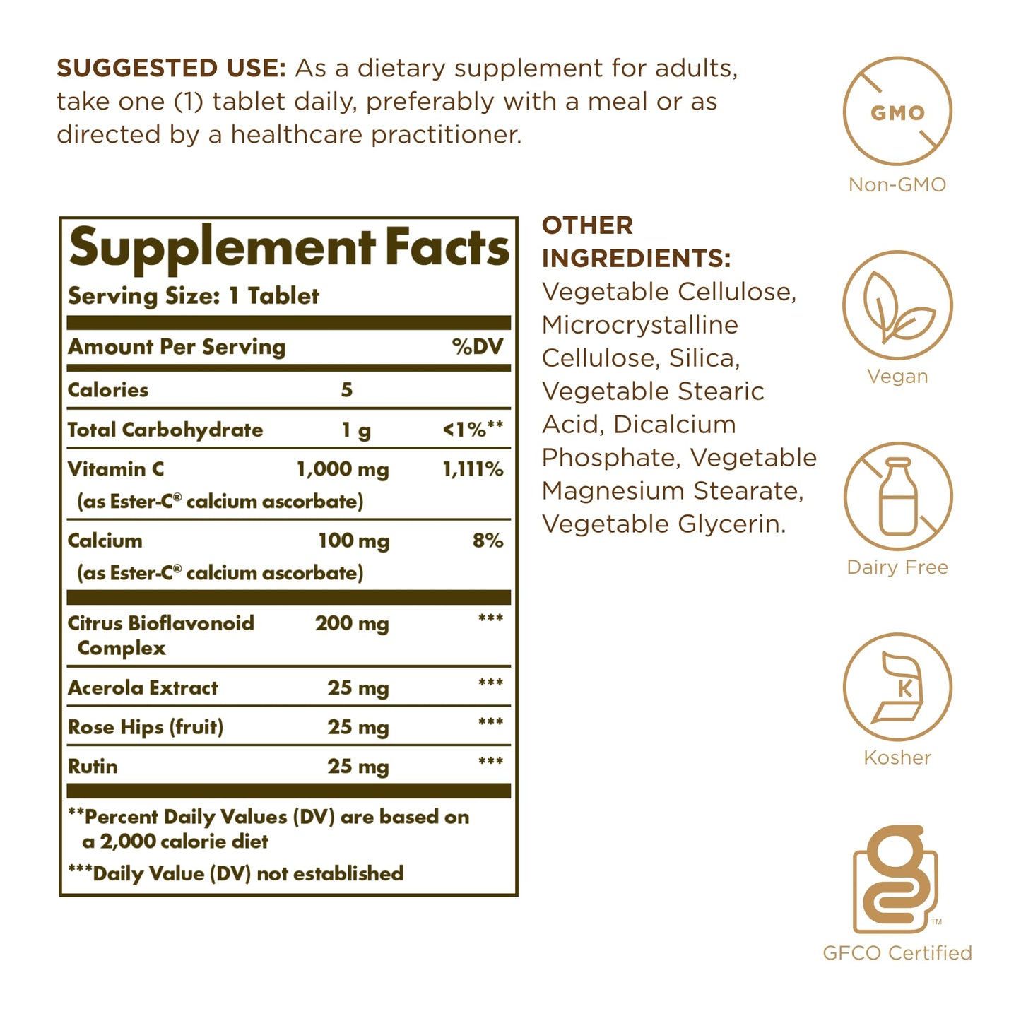 Solgar Ester-C Plus 1000 mg Vitamin C – Gentle, Non-Acidic | 180 Tablets | Non-GMO, Gluten Free