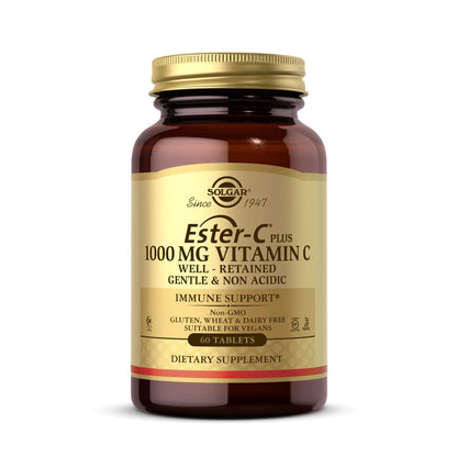 Solgar Ester-C Plus 1000 mg Vitamin C – 60 Tablets | Gentle on Stomach, Immune Support