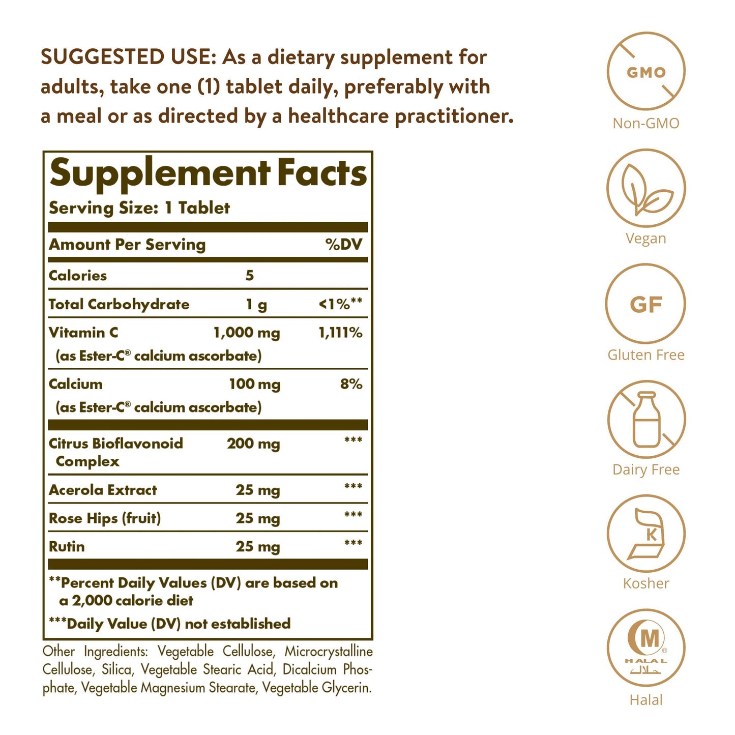 Solgar Ester-C Plus 1000 mg Vitamin C – 60 Tablets | Gentle on Stomach, Immune Support