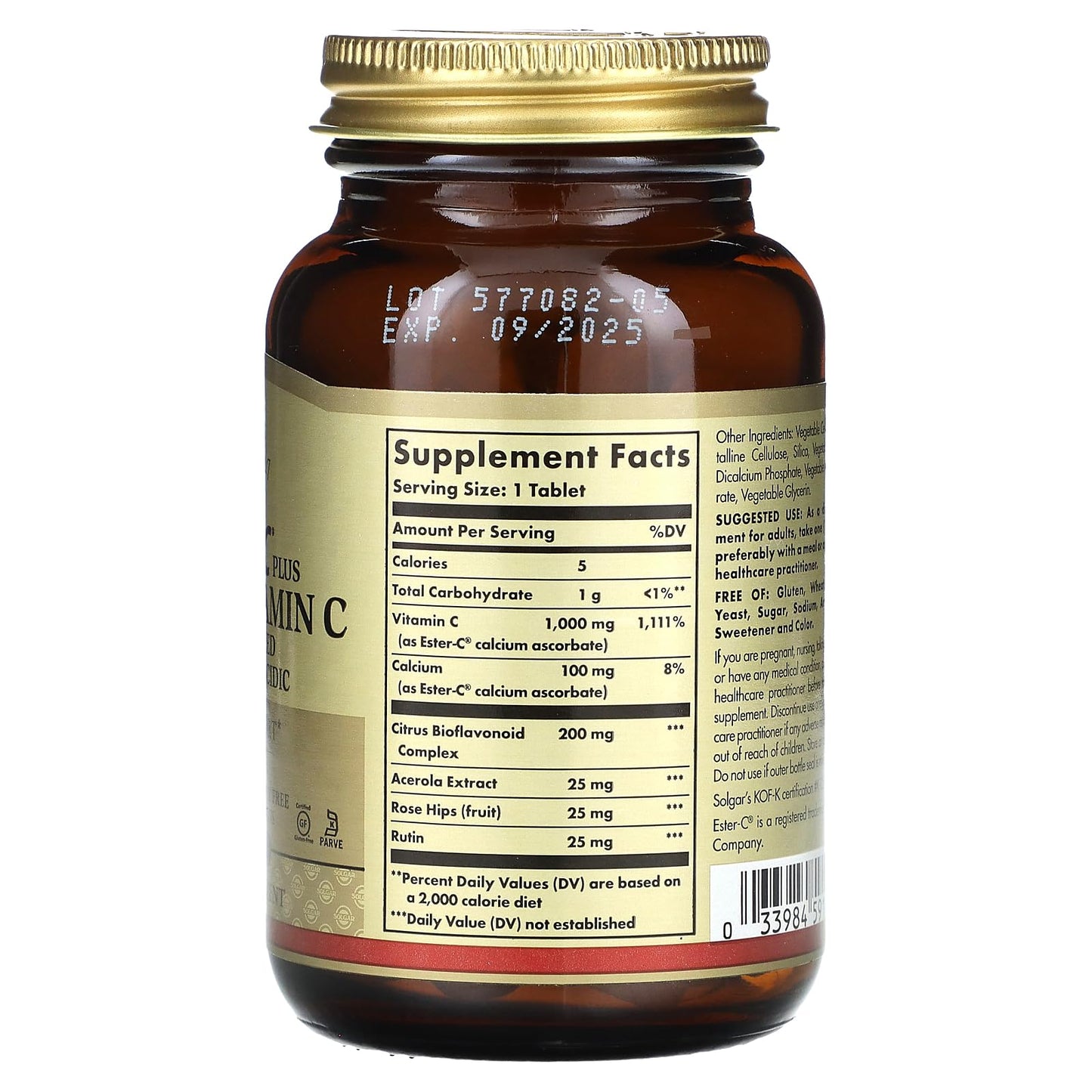 Solgar Ester-C Plus 1000 mg Vitamin C – 60 Tablets | Gentle on Stomach, Immune Support