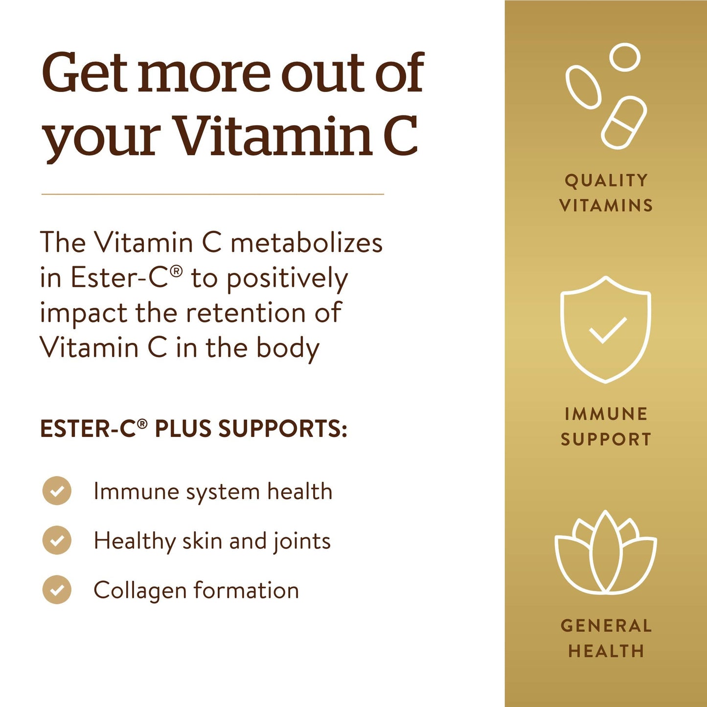 Solgar Ester-C Plus 1000 mg Vitamin C – 60 Tablets | Gentle on Stomach, Immune Support