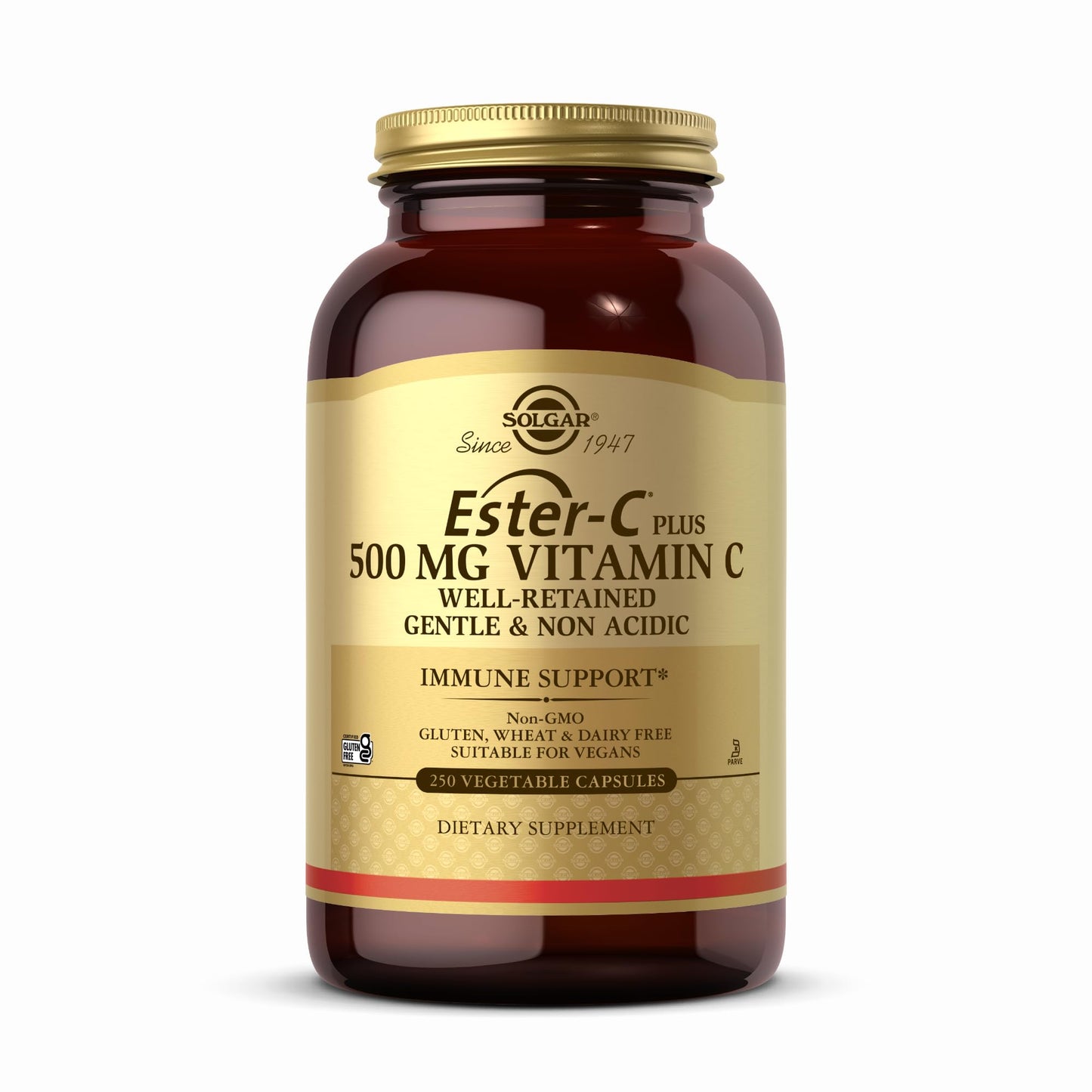 Solgar Ester-C Plus 500 mg Vitamin C – 250 Veg Capsules | Non-GMO, Vegan, Gluten Free