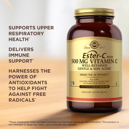 Solgar Ester-C Plus 500 mg Vitamin C – 250 Veg Capsules | Non-GMO, Vegan, Gluten Free