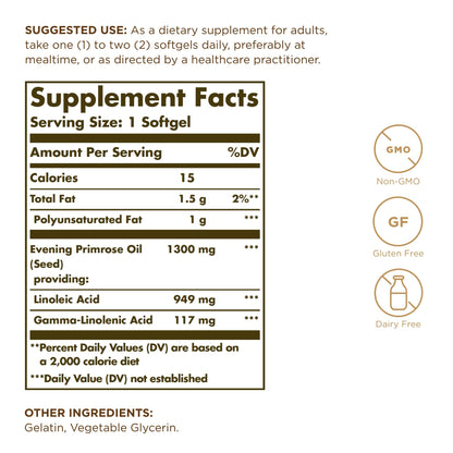 Solgar Evening Primrose Oil 1300 mg – 60 Softgels (Pack of 2) | Healthy Skin