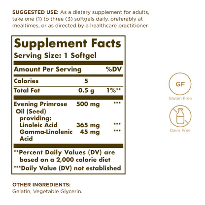 Solgar Evening Primrose Oil 500 mg – 360 Servings, 2 Pack | Gluten Free & Dairy Free