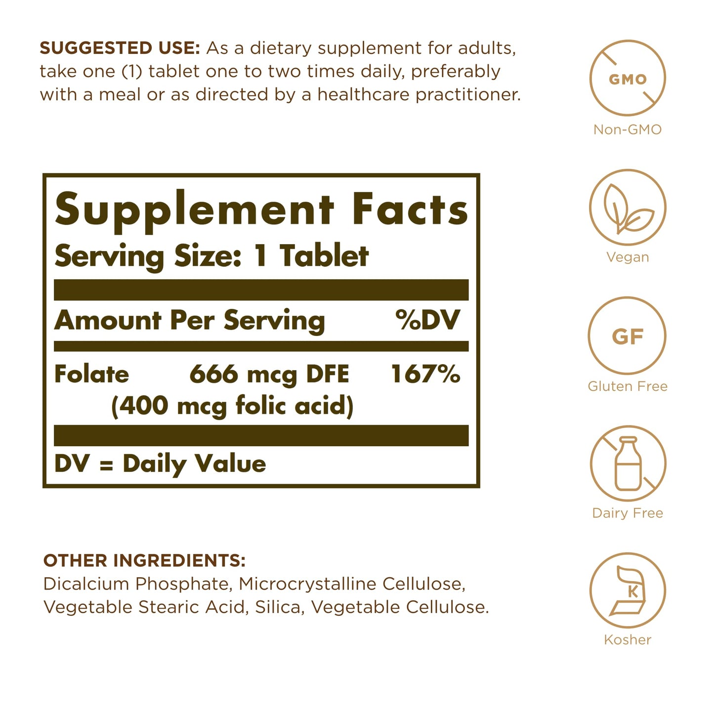 Solgar Folate 666 mcg DFE – 250 Tablets (Pack of 2) | Prenatal Support, Non-GMO, Vegan