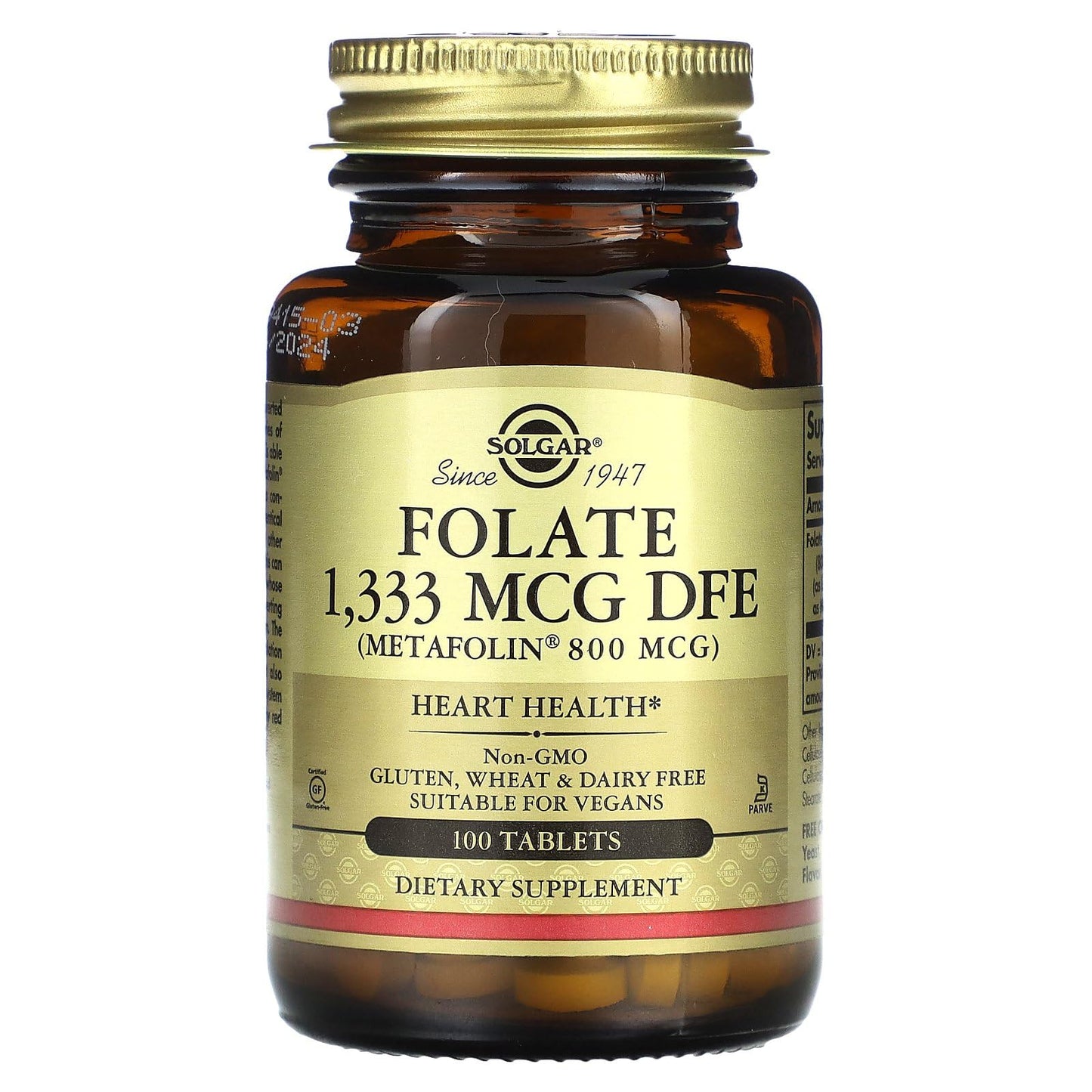 Solgar Folate 1333 MCG DFE Metafolin 800 mcg Tablets – 8 oz