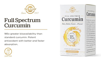 Solgar Full Spectrum Curcumin - 90 LiCaps | Superior Absorption, Brain, Joint & Immune Health | Non-GMO, Vegan, Gluten Free, Dairy Free