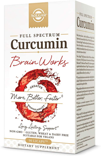 Solgar Full Spectrum Curcumin Brain Works - 90 Licaps | Memory, Focus & Cognitive Support