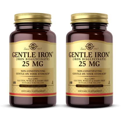 Solgar Gentle Iron 25 mg (Iron Bisglycinate) – 360 Servings, 2-Pack | Non-Constipating & Gluten Free