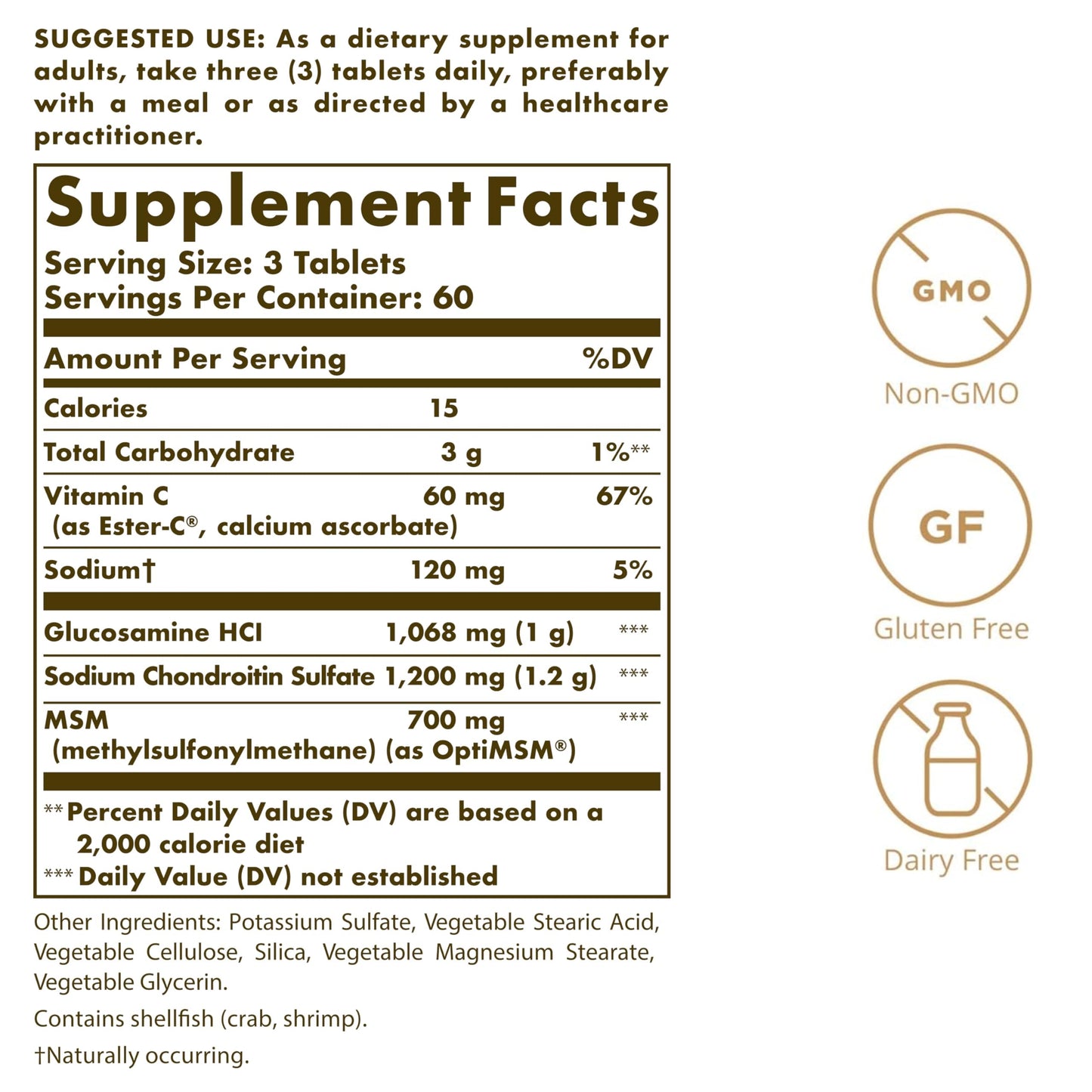 Solgar Glucosamine Chondroitin MSM Ester-C – 180 Tablets | Joint Support