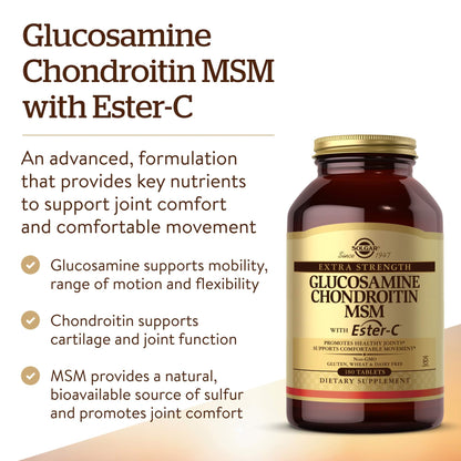 Solgar Glucosamine Chondroitin MSM Ester-C – 180 Tablets | Joint Support