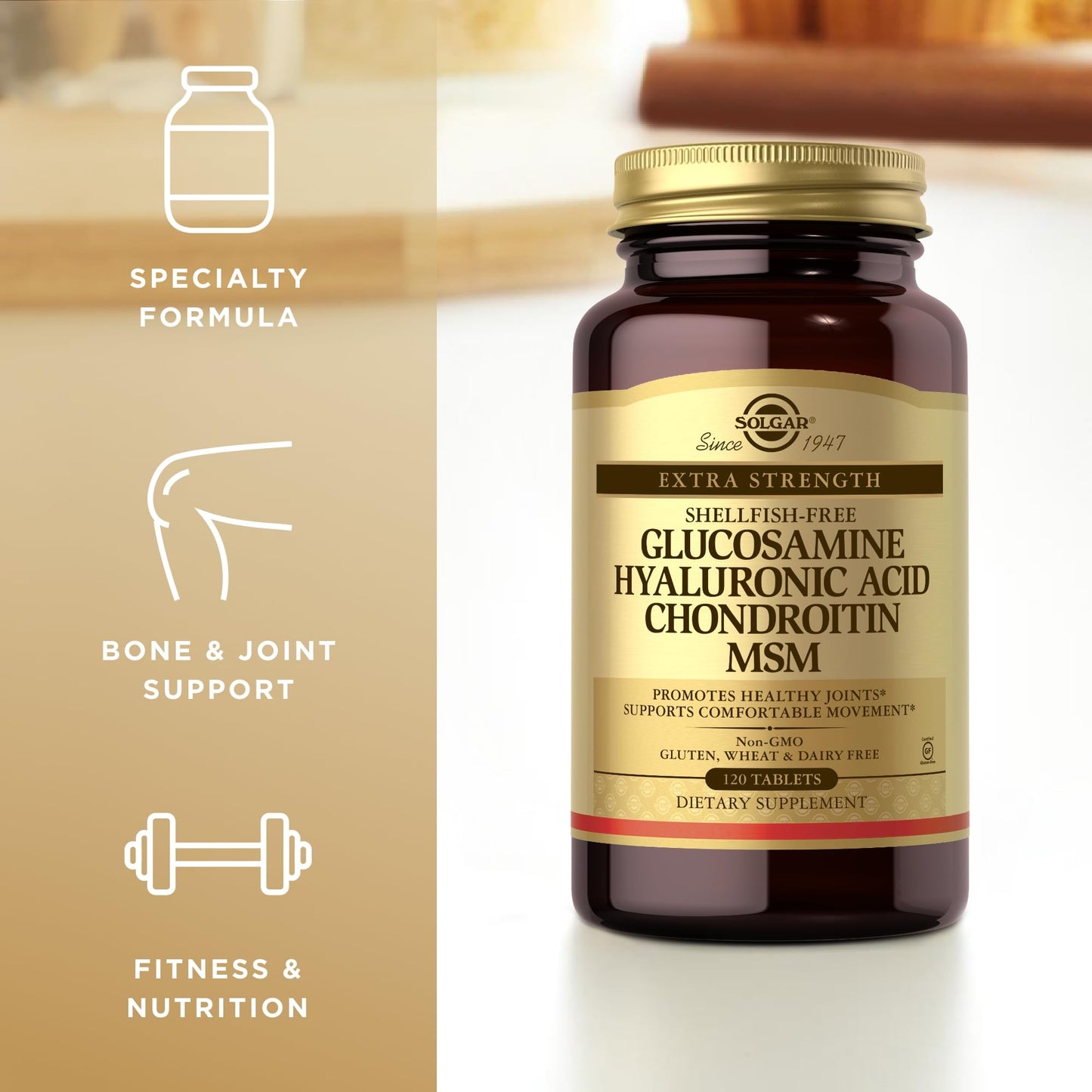 Solgar Glucosamine + Hyaluronic Acid + Chondroitin + MSM – Joint Support (120 Tablets x 2) | Non-GMO, Gluten Free