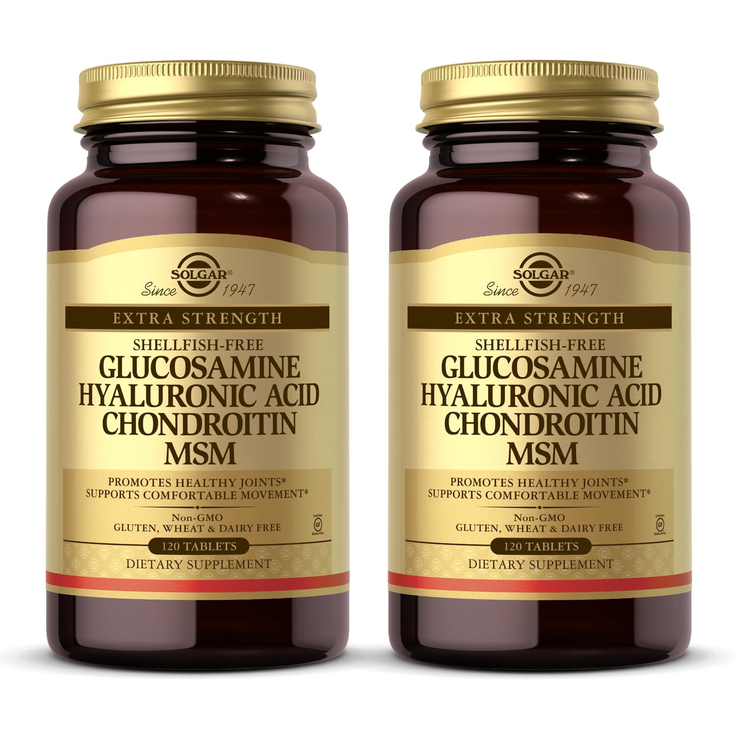 Solgar Glucosamine + Hyaluronic Acid + Chondroitin + MSM – Joint Support (120 Tablets x 2) | Non-GMO, Gluten Free