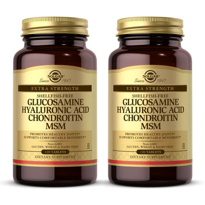 Solgar Glucosamine + Hyaluronic Acid + Chondroitin + MSM – Joint Support (120 Tablets x 2) | Non-GMO, Gluten Free