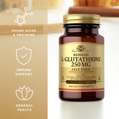 Solgar Reduced L-Glutathione 250 mg | 30 Veg Capsules - Non-GMO, Vegan, Gluten Free