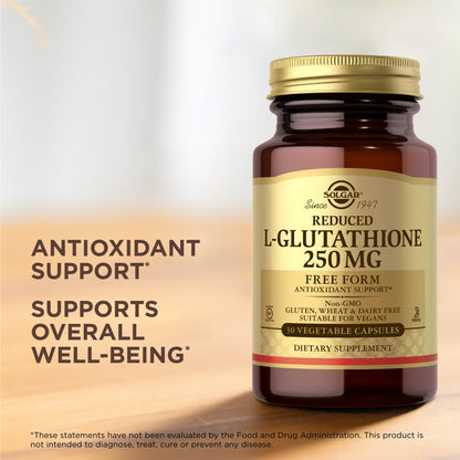 Solgar Reduced L-Glutathione 250 mg | 30 Veg Capsules - Non-GMO, Vegan, Gluten Free