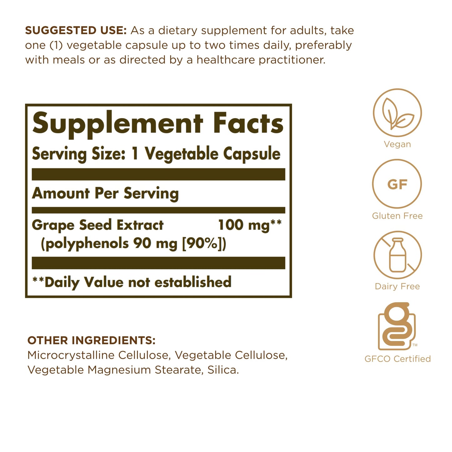 Solgar Grape Seed Extract 100 mg | 60 Veg Capsules | Vegan, Gluten & Dairy Free