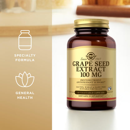 Solgar Grape Seed Extract 100 mg | 60 Veg Capsules | Vegan, Gluten & Dairy Free