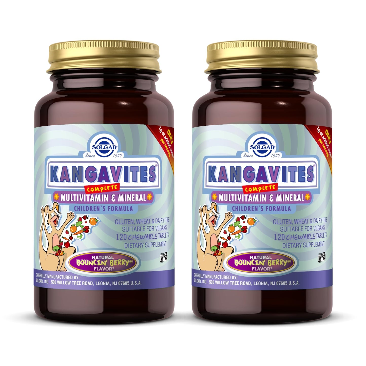 Solgar Kangavites Bouncin’ Berry – 120 Chewables x2 | Kid Multivitamin & Minerals, Vegan & Gluten Free