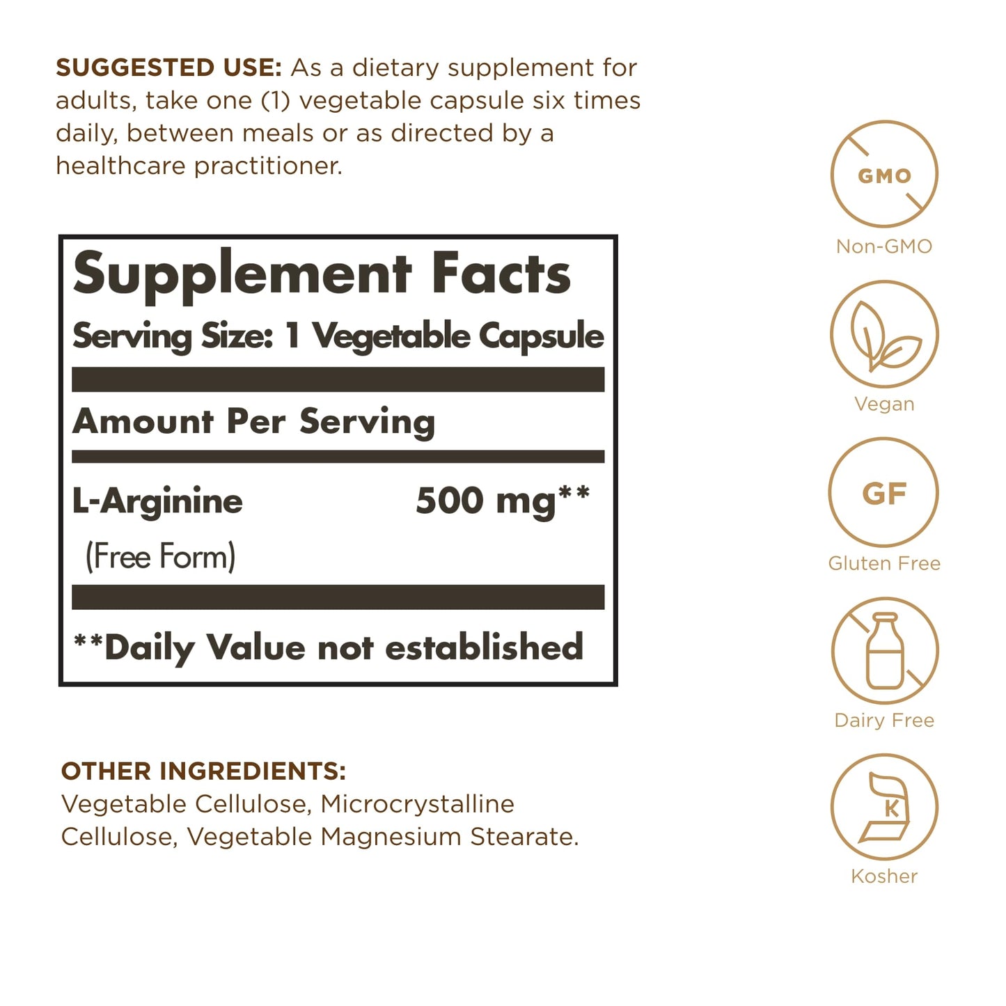 Solgar L-Arginine 500 mg - 100 Veg Capsules Pack of 2 | Nitric Oxide Stimulator, Non-GMO, Vegan, Gluten Free