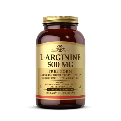 Solgar L-Arginine 500 mg – 250 Veg Capsules | Nitric Oxide Support