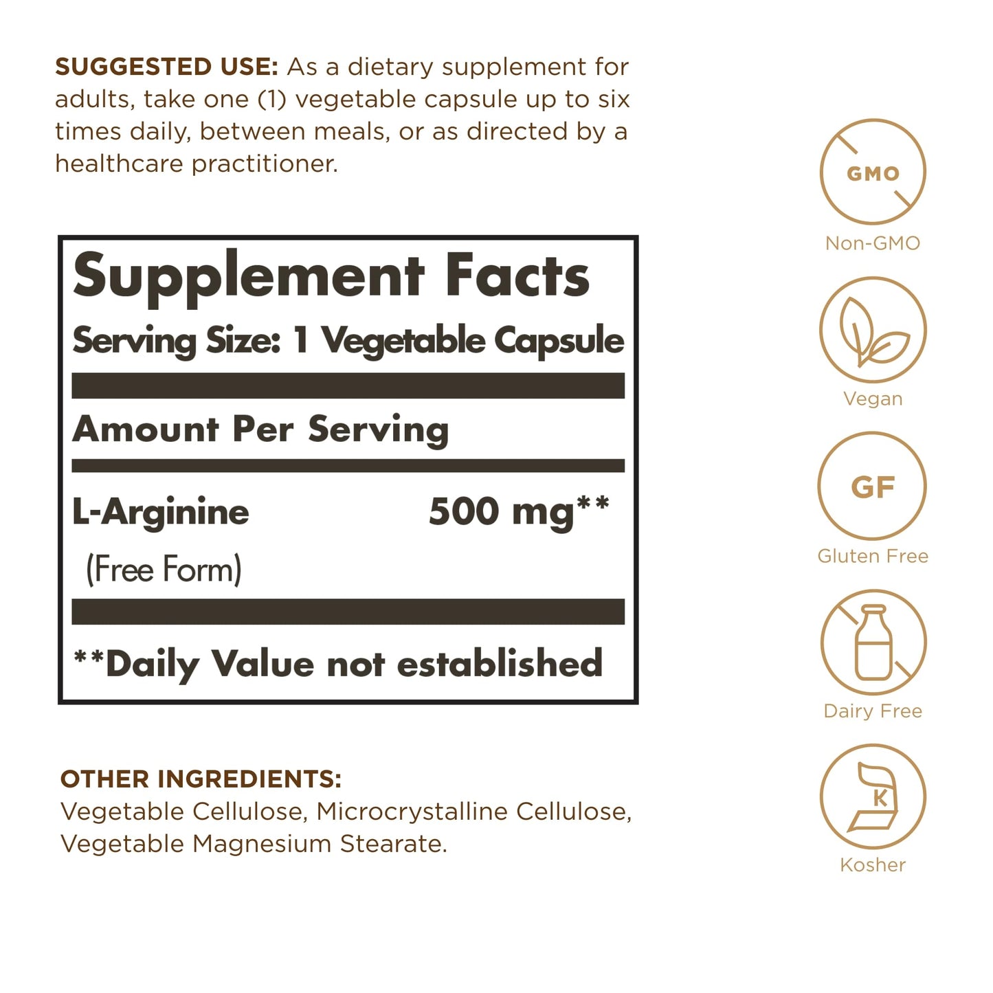 Solgar L-Arginine 500 mg – 250 Veg Capsules | Nitric Oxide Support