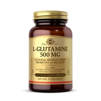 Solgar L-Glutamine 500 mg – 100 Vegetable Capsules – Non-GMO, Vegan, Gluten Free