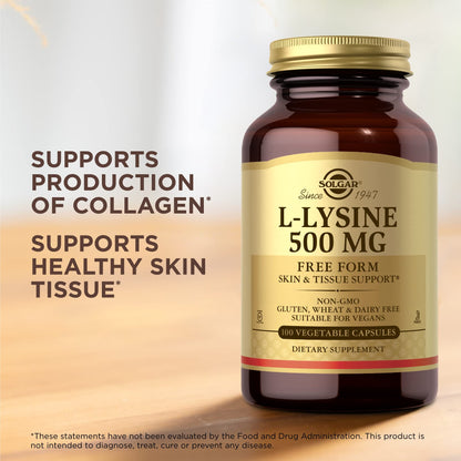Solgar L-Lysine 500 mg - 100 Veg Capsules | Skin & Tissue Support