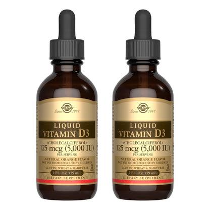 Solgar Liquid Vitamin D3 125 mcg (5000 IU) Orange Flavor – 2 oz Pack of 2