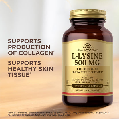 Solgar L-Lysine 500 mg - 300 Servings | Vegan, Non-GMO | Skin Support