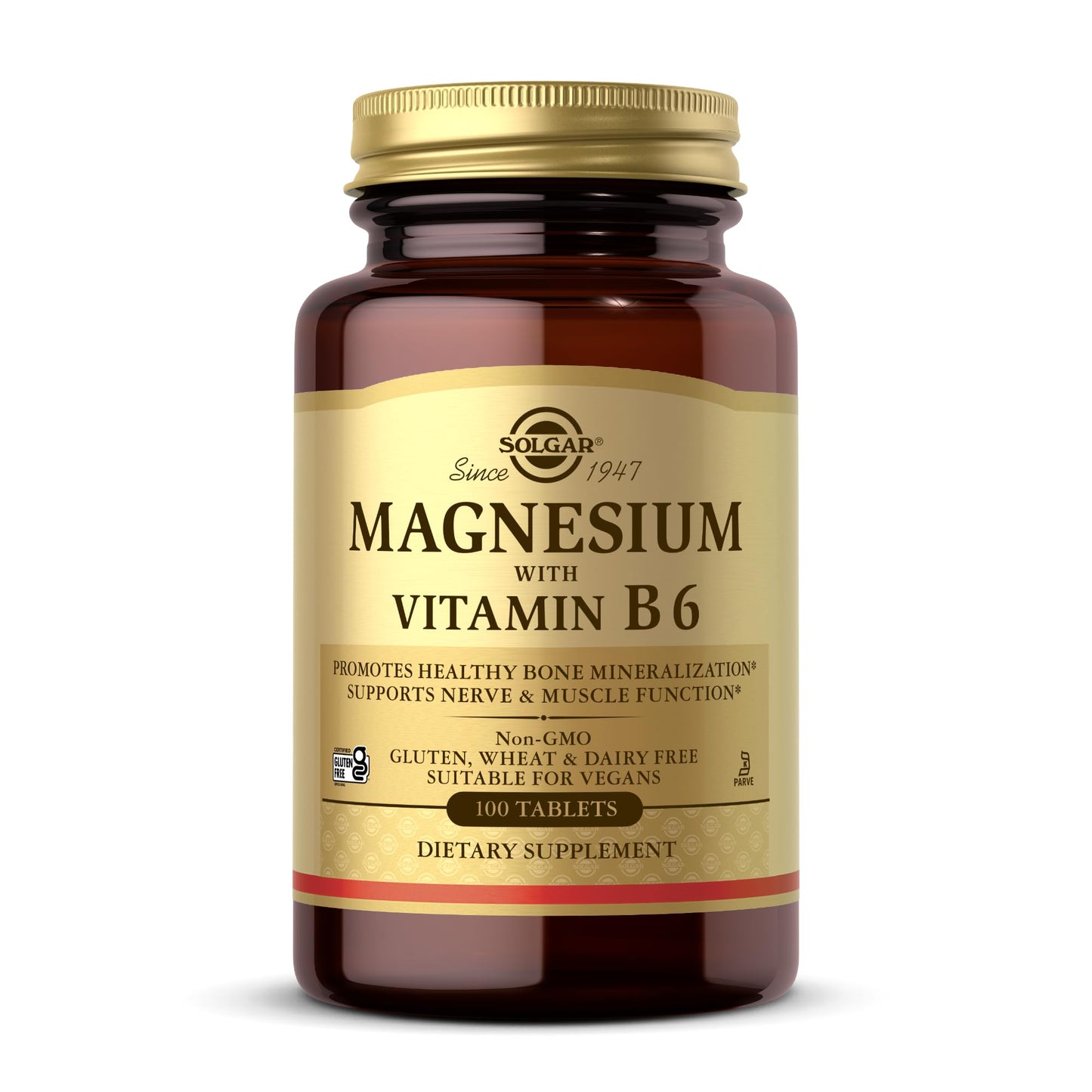 Solgar Magnesium with Vitamin B6 100 Tablets – 33 Servings | Bone Health, Nerve & Muscle Support, Energy Metabolism | Non-GMO, Vegan, Gluten Free