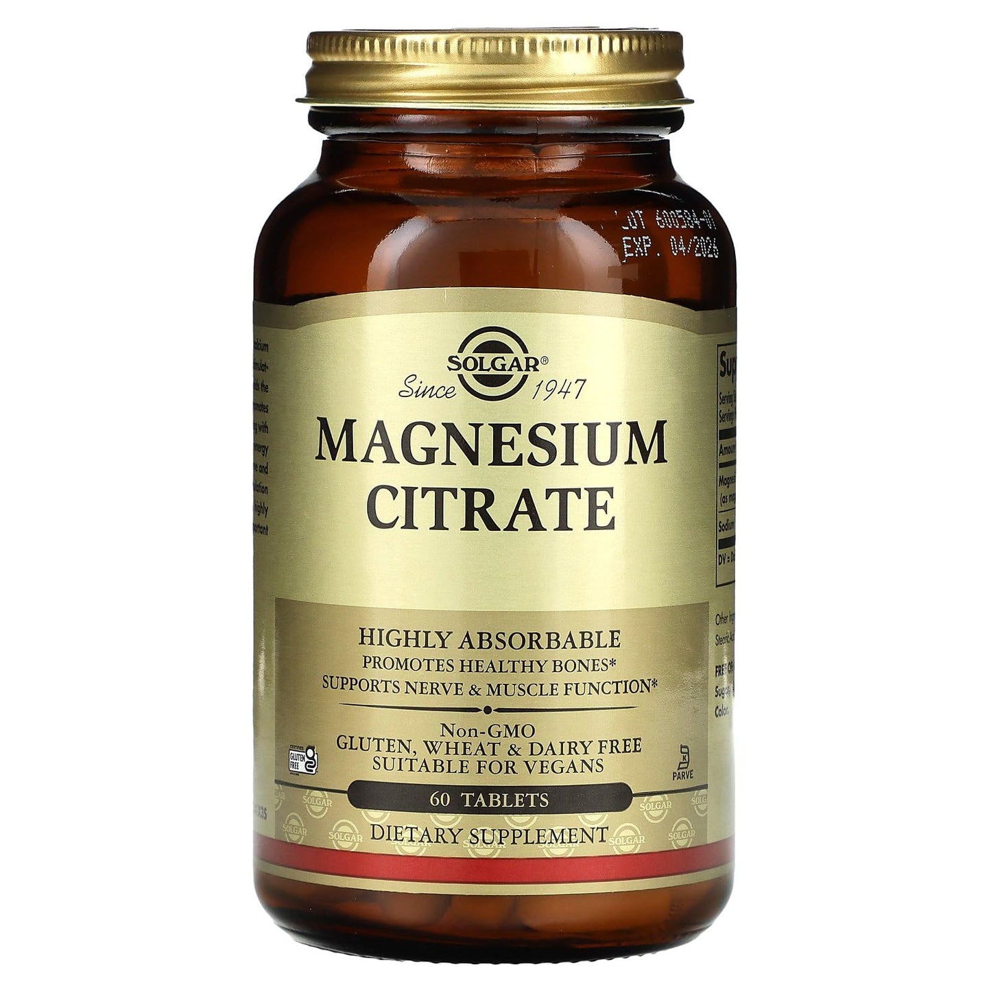 Solgar Magnesium Citrate 60 Tablets | Nerve and Muscle Support